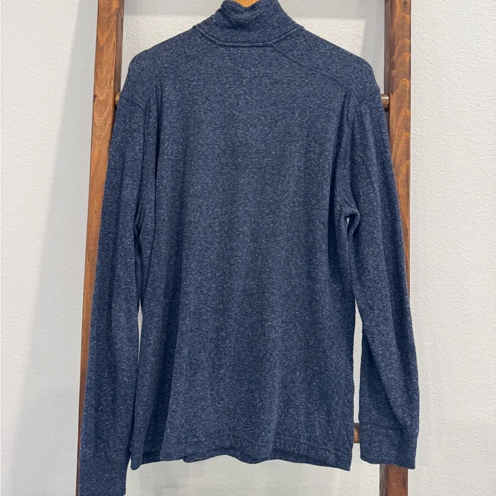 J. Crew Men's Heather Navy Zip-Up Mock Neck Sweater